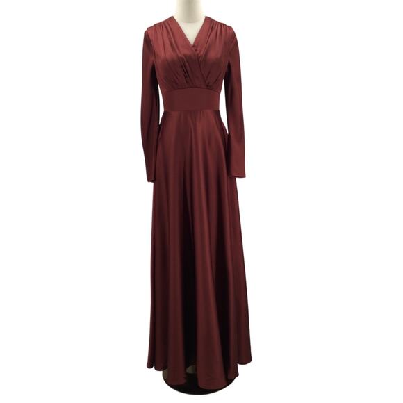 AW BRIDAL SZ 4 S burgundy April wedding guest cocktail party maxi dress NEW B21 - Picture 3 of 9